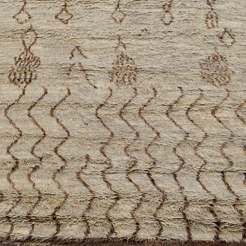 Tapis marocain en laine noué à la main à poils longs nouvel âge de conception unique 5 pi x 7 pi 8 po Ottoser