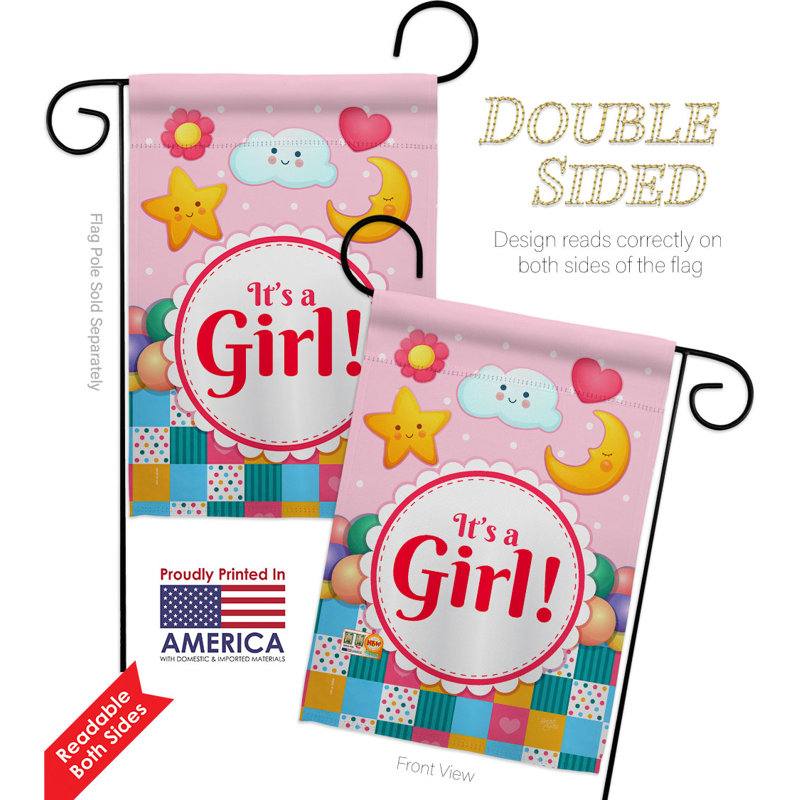 Double Sided 18.5'' H x 13'' W Polyester New Baby Garden Flag