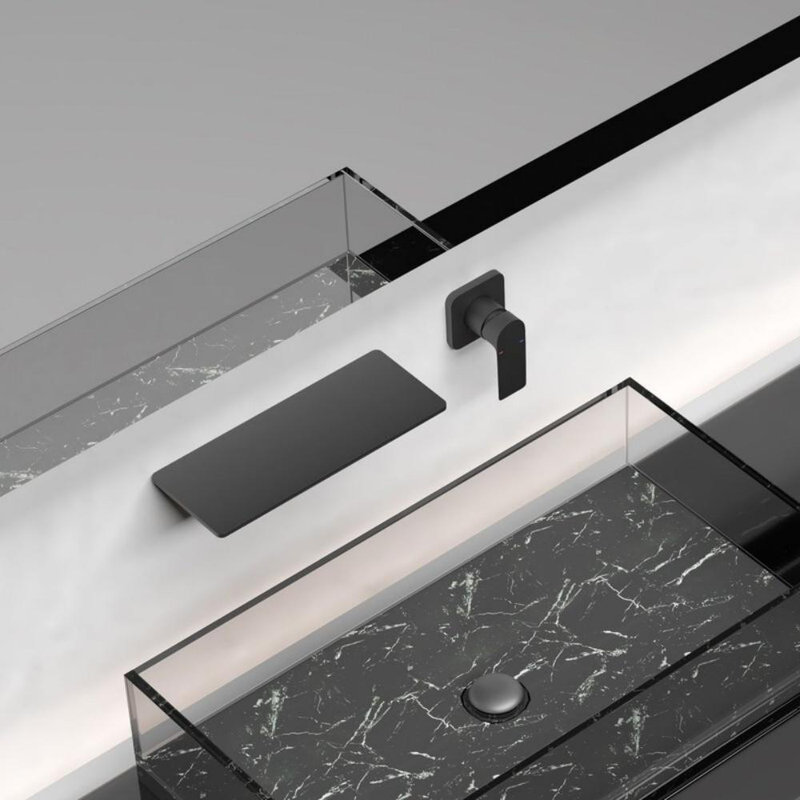 Robinet cascade de lavabo de salle de bain, Noir mat