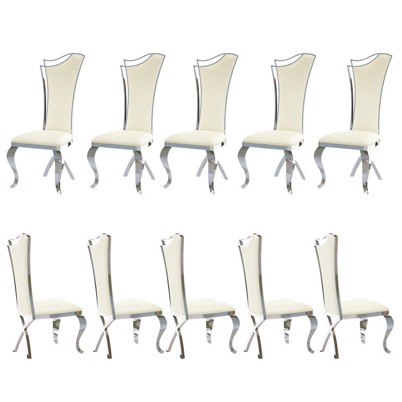 Chaises de salle à manger blanches et argentées
