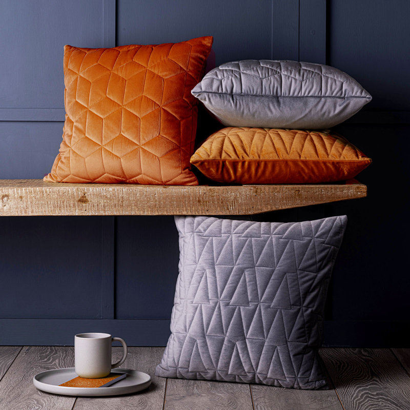 Lukes Geometric Square Cushion Cover, Orange