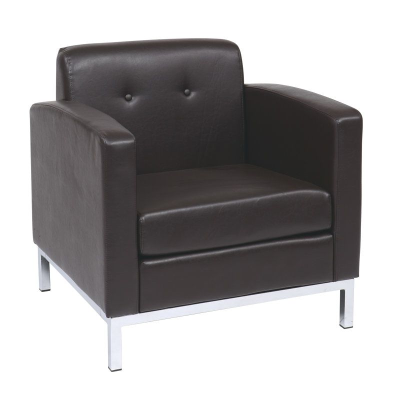 Agadir Faux Leather Accent Chair, Espresso Faux Leather