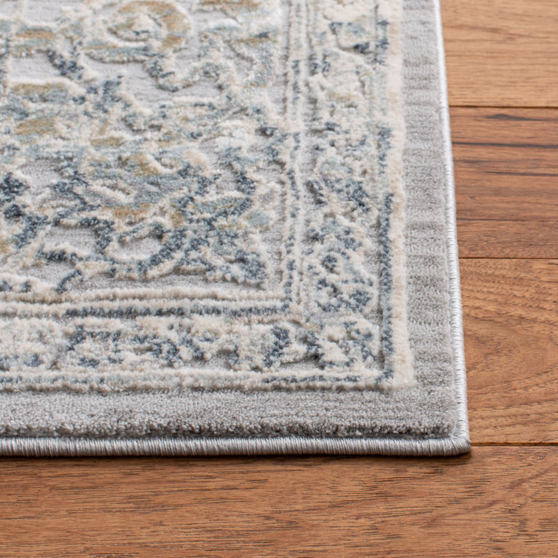 Elegant Gray Hand-Knotted Wool & Synthetic Area Rug