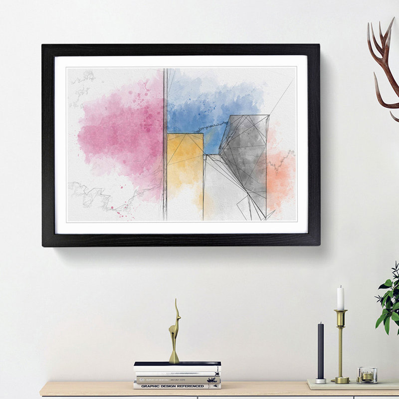 Architecture Sketch Vol.9 in Abstract - Picture Frame Graphic Art Print, 27cm H x 36cm W x 2cm D, Black Framed