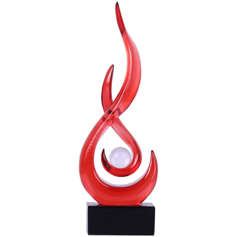 Modern Abstract Red Resin Flame Sculpture