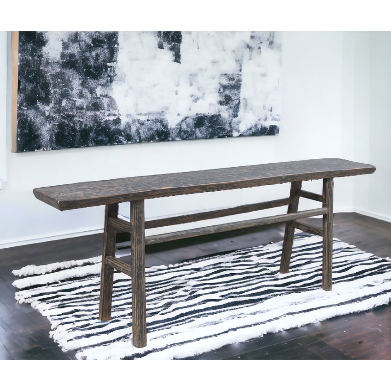 Table rustique en bois de ferme, Noir / brun, Noir / brun, H 31,9 po x l 88,6 po x P 14,2 po