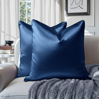 HOMEIDEAS Faux Silk Throw Pillow Covers, Luxury Glossy Euro Sham Decorative Cushion Covers for Couch Sofa Bed