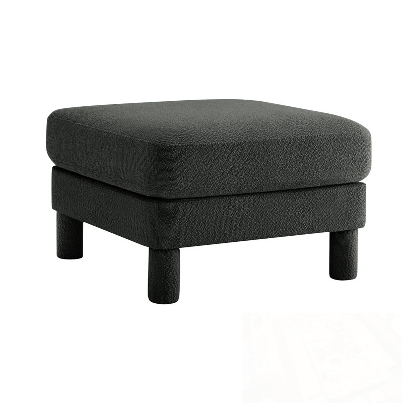 Polyester Ottoman With Four Sturdy Legs, Dark Gray