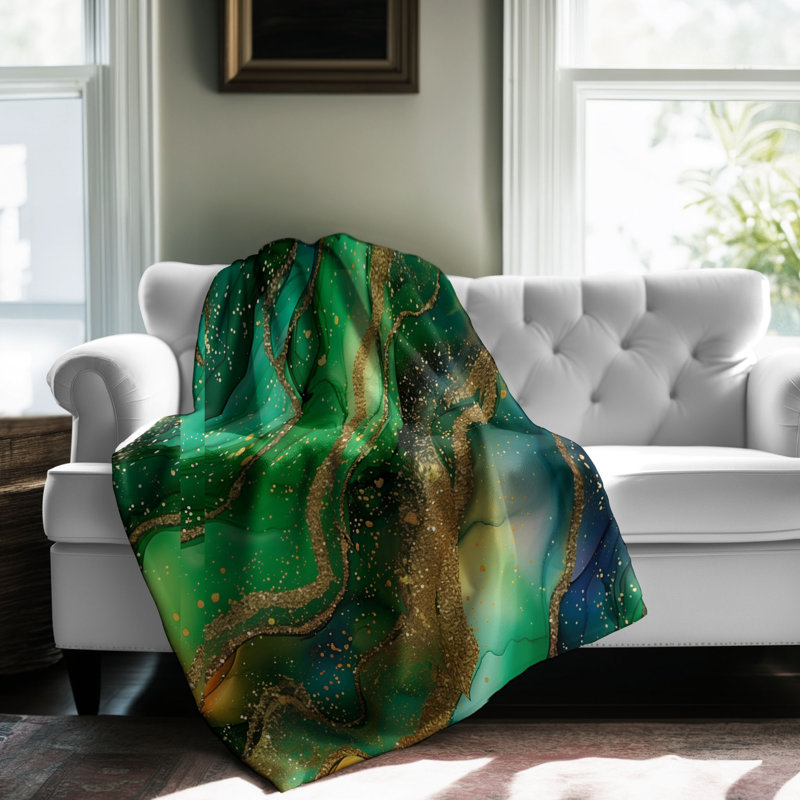 Couverture céleste en sherpa 1 pièce Celestial Marble Sparkle, Lit simple