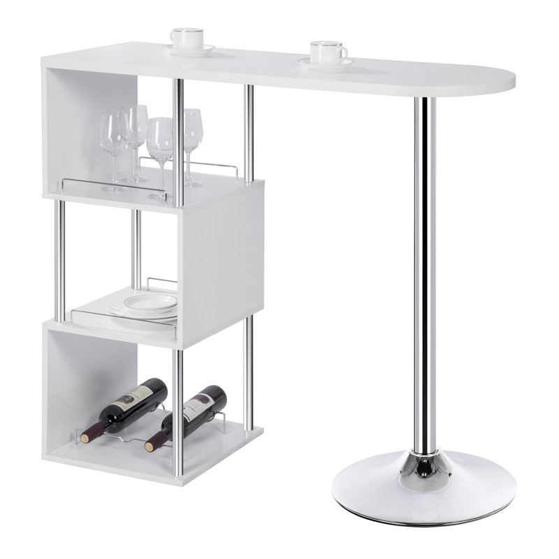Bar Table Bar Table Bar Table With Shelf MDF Metal, White