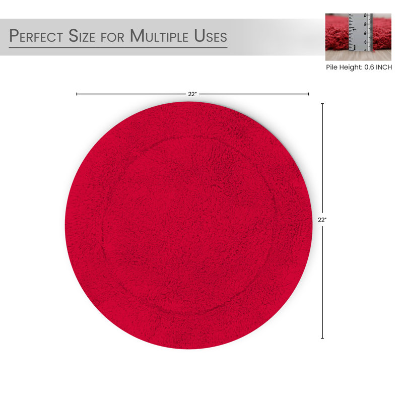 Tapis de salle de bain, Rouge, Rond 22 po