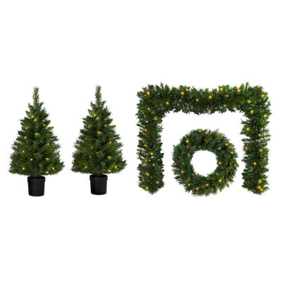 4 Piece Pre-lit Christmas Door Set