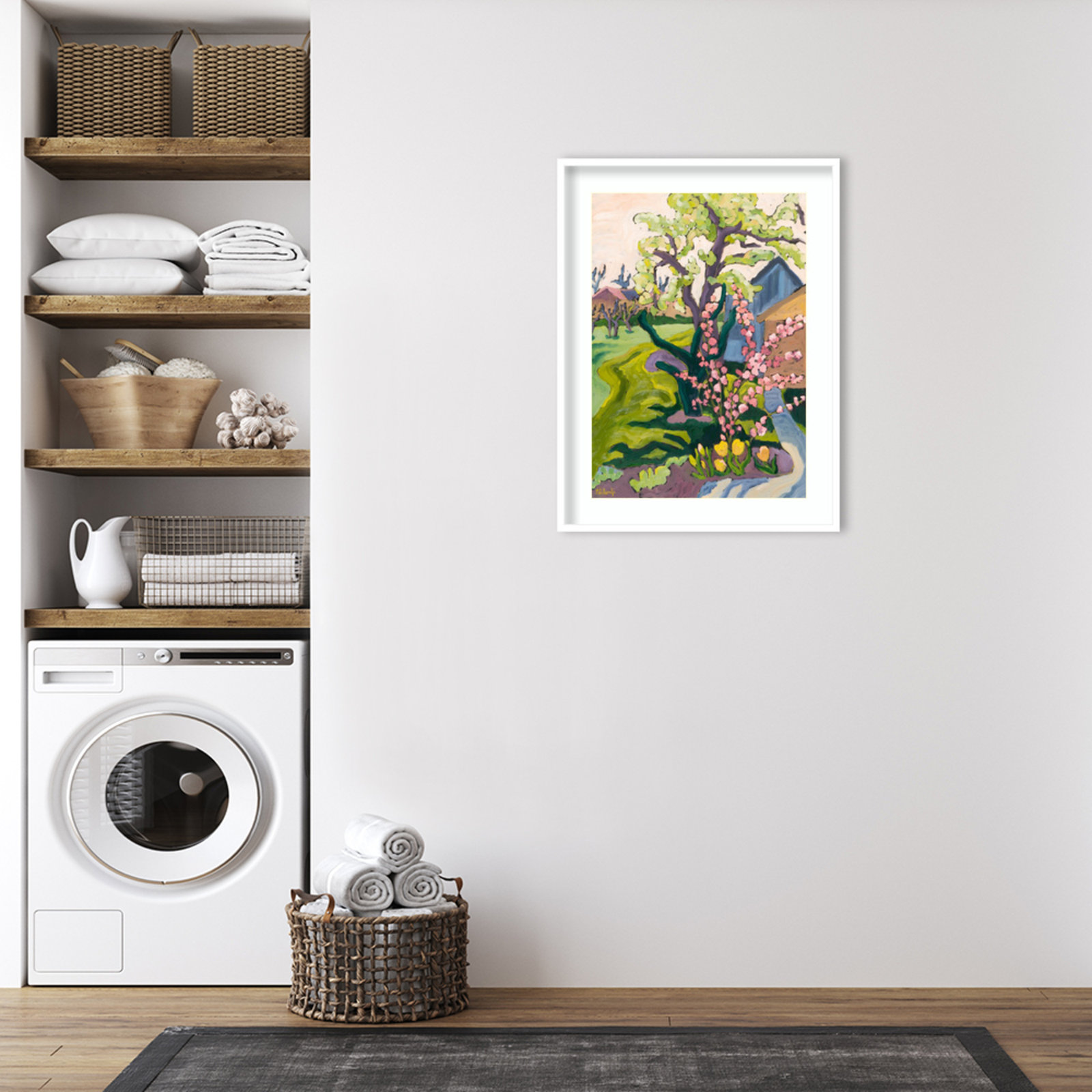 Garden in Dusk Light Print, White, 41" H x 31" W x 1" D