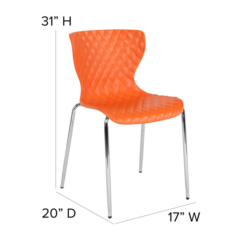 Lowell Contemporary Design Plastic Stack Chair, Orange, 1