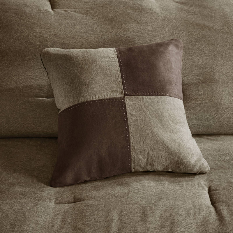 Ensemble d'édredon en imitation suède 7 pièces Boone, Édredon de très grande taille et 6 pièces suppl, Brun / beige
