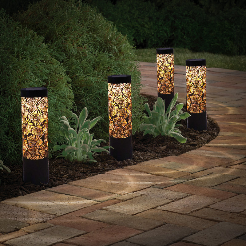 Solar Metal Peony Pathlight 12 Lumens- 2pack