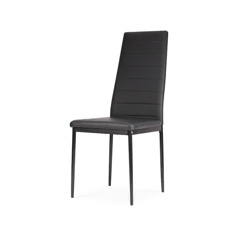 Adonia Upholstered Faux Leather High Back Dining Chairs, Black, 2