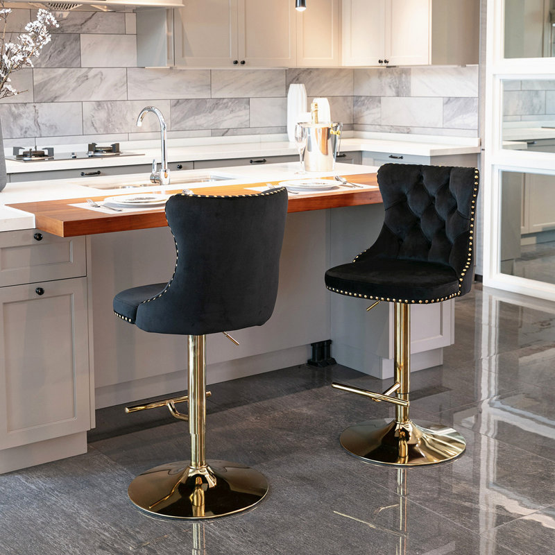 Tabouret Ilyass, Chrome, Black, 2