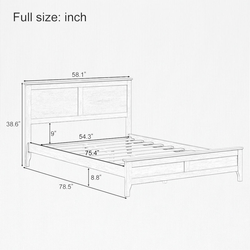 Lit standard en bois massif, Blanc, Plein