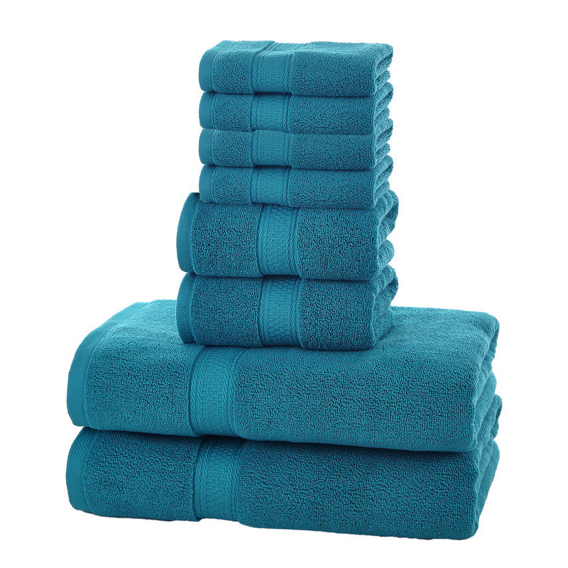 Ensemble de 8 serviettes de bain en mélange de coton avec débarbouillettes super douces, Teal