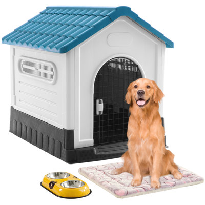 Niche pour chien en plastique avec porte Faunie, imperméable, plancher surélevé, facile à assembler