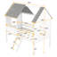 Lit mezzanine simple de taille simple avec fenêtres latérales - Structure de jeu en bois de pin blanc et gris