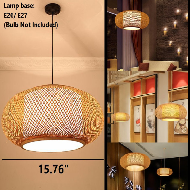 Bamboo Lamp Shade Large Decorate Lighting Vintage Pendant
