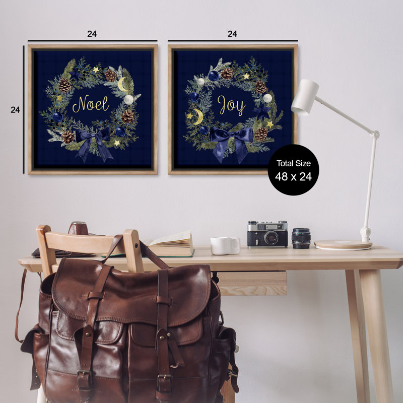 «Noel Joy Balsam Wreath» par 2, Cadre flottant orme Montalcino, H 25 po x l 25 po