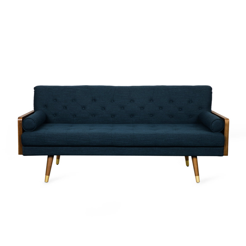 Style Mid-Century moderne avec surpiqûres gaufrées et siège bleu marine, pieds charmants, style