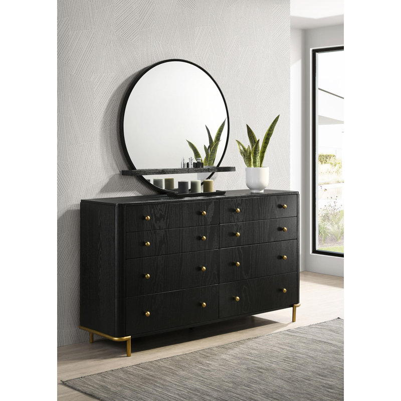 Commode et miroir Clarion, Noir, noir, noir, noir