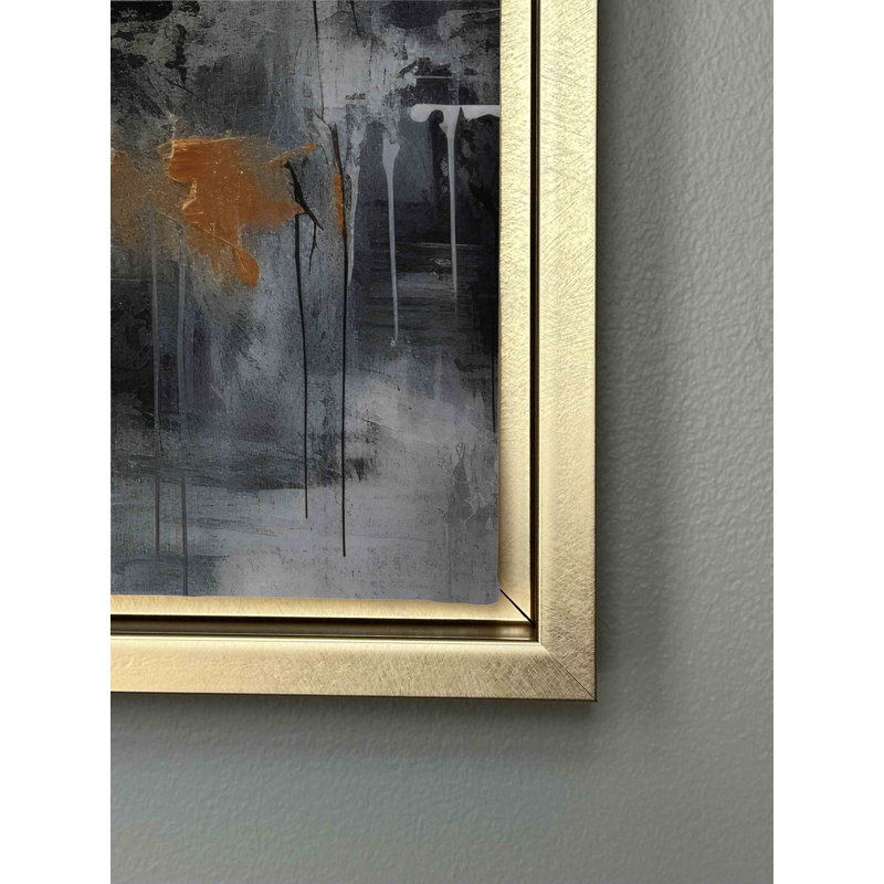 Automne abstrait - impression, H 4,17 po x l 3,25 po x P 0,27 po, Cadre flottant doré