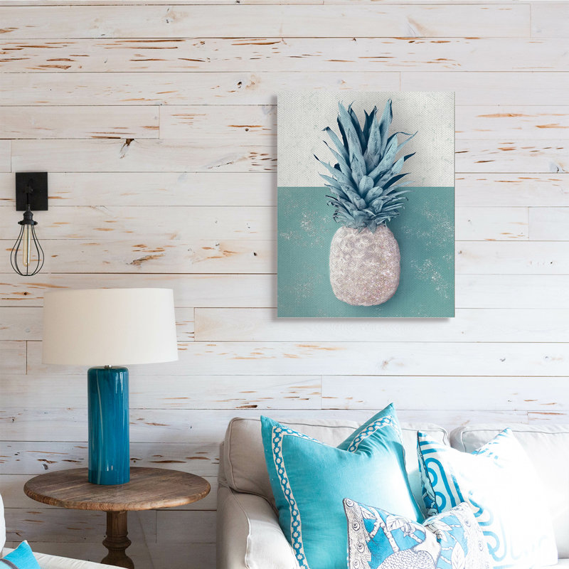 Ananas tropical avec vert beige, Toile tendue, H 30 po x l 24 po