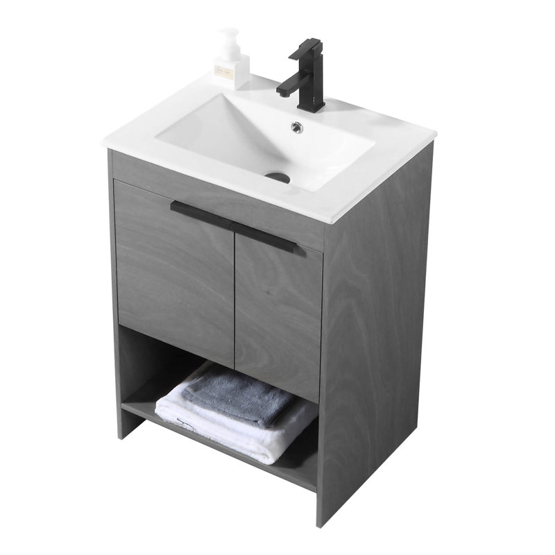 24" Single Bathroom Vanity, Classic Gray