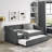Daybed With Trundle Upholstered Tufted Sofa Bed, With Button On Back And Copper Nail On Waved Shape Arms-1979929905-1979929868