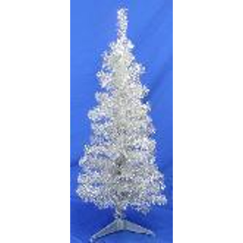 Pre-Lit Artificial Tinsel Christmas Tree - Silver, 7', Not Pre-Lit