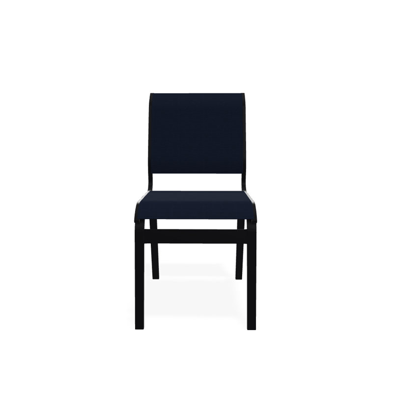 Chaise d'appoint de salle à manger Hiraku, Bleu marine 13D Sunbrella®, Noir texturé