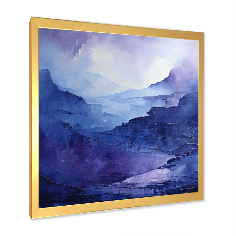 Indigo Dreams I - Paysage abstrait, reproduction d'art sur toile, Encadrement doré, H 36 po x l 36 po x P 1,5 po