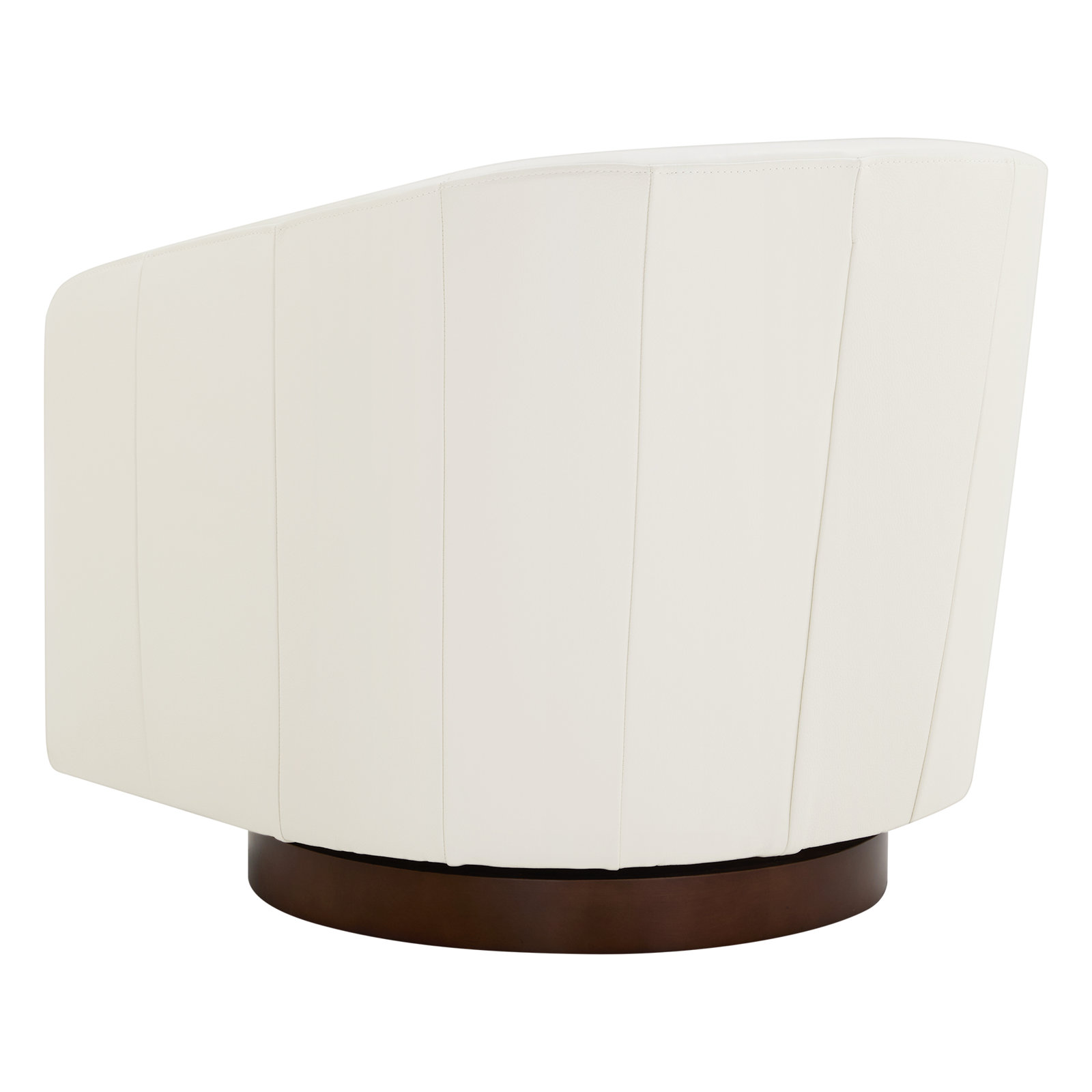 Bennett Genuine Leather Swivel Barrel Chair, Beige