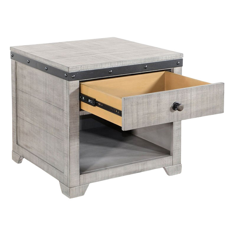 Table de bout Nelly, 1 tiroir et tablette, 24 po en bois d'acajou gris
