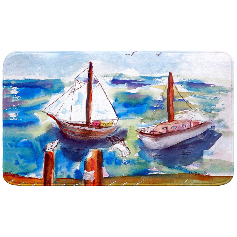 Two Sailboats Bath Mat, Single - 18" L x 30" W