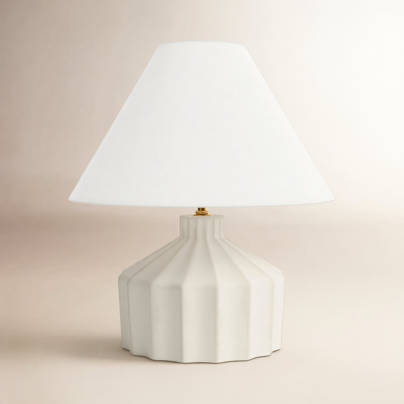Leesa Ceramic Table Lamp, Matte Concrete, 16.5" H x 15" W x 15" D