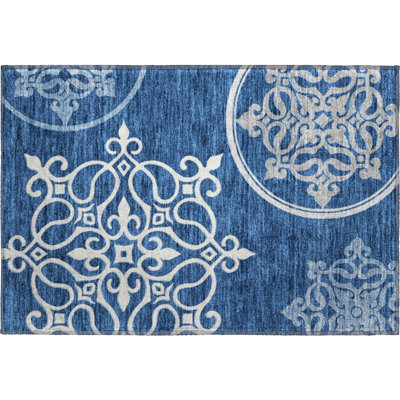 Premium Machine Washable Prisco Navy Rug