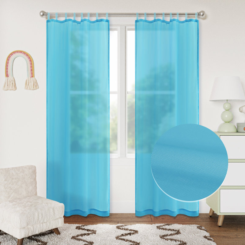 Paire de rideaux Voile, Bleu, L 52 po x L 63 po