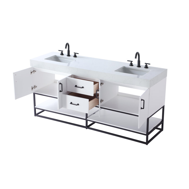72 inch Double Bathroom Vanity, White