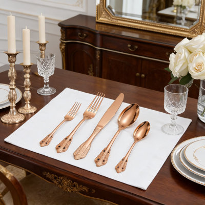 Ensemble de couverts Royal Vintage pour 8 personnes - couverts en acier inoxydable avec design rétro Palace, finition polie miroir, lavable au lave-vaisselle, poignées faciles à saisir pour la cuisine et le restaurant