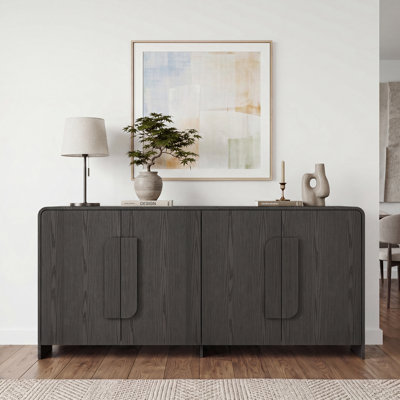Buffet moderne incurvé de 63,78 pouces avec tablettes ajustables