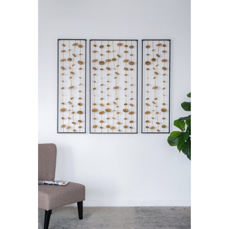 De 3 décorations murales avec cadre noir - à la mode dorée, pour un intérieur captivant