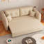 Canapé-lit moderne en cuir blanc cassé rétractable avec rangement-129767736