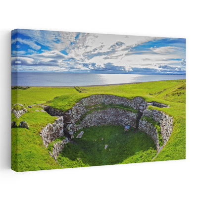 Elevated View Of Carn Liath An Iron Age Broch With Moray Firth In The Background, Near Golspie, Scottish Highlands, Scotland Abstract Contemporary ...