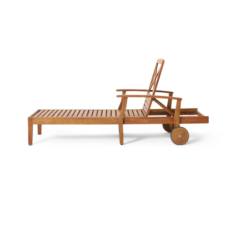 Chaise longue inclinable en bois d'acacia Bevelyn